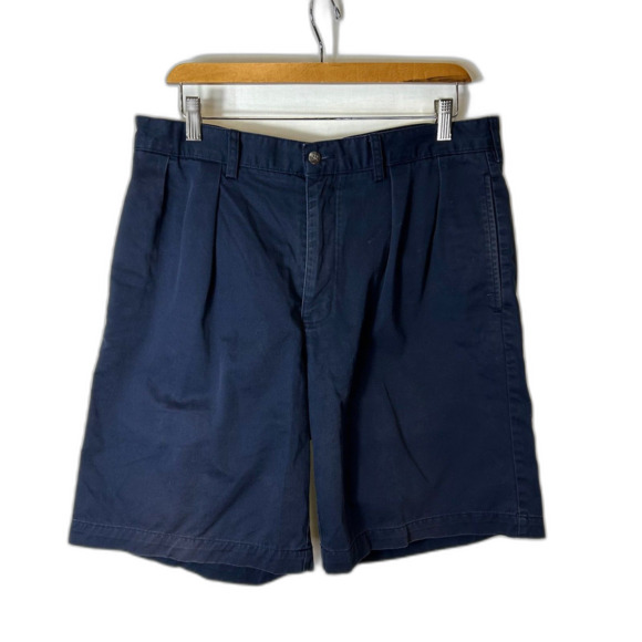Polo Ralph Lauren Tyler Navy Double Pleated Relaxed Classic Chino Shorts Size 34 - Picture 2 of 12